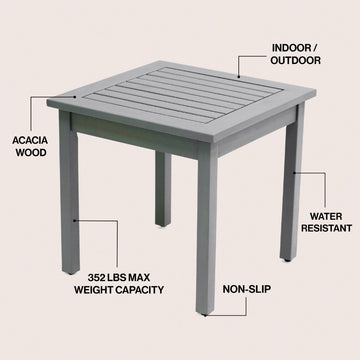 Archer 18.9" Modern Classic Square Slatted Solid Acacia Wood Indoor/Outdoor Adirondack Side Table